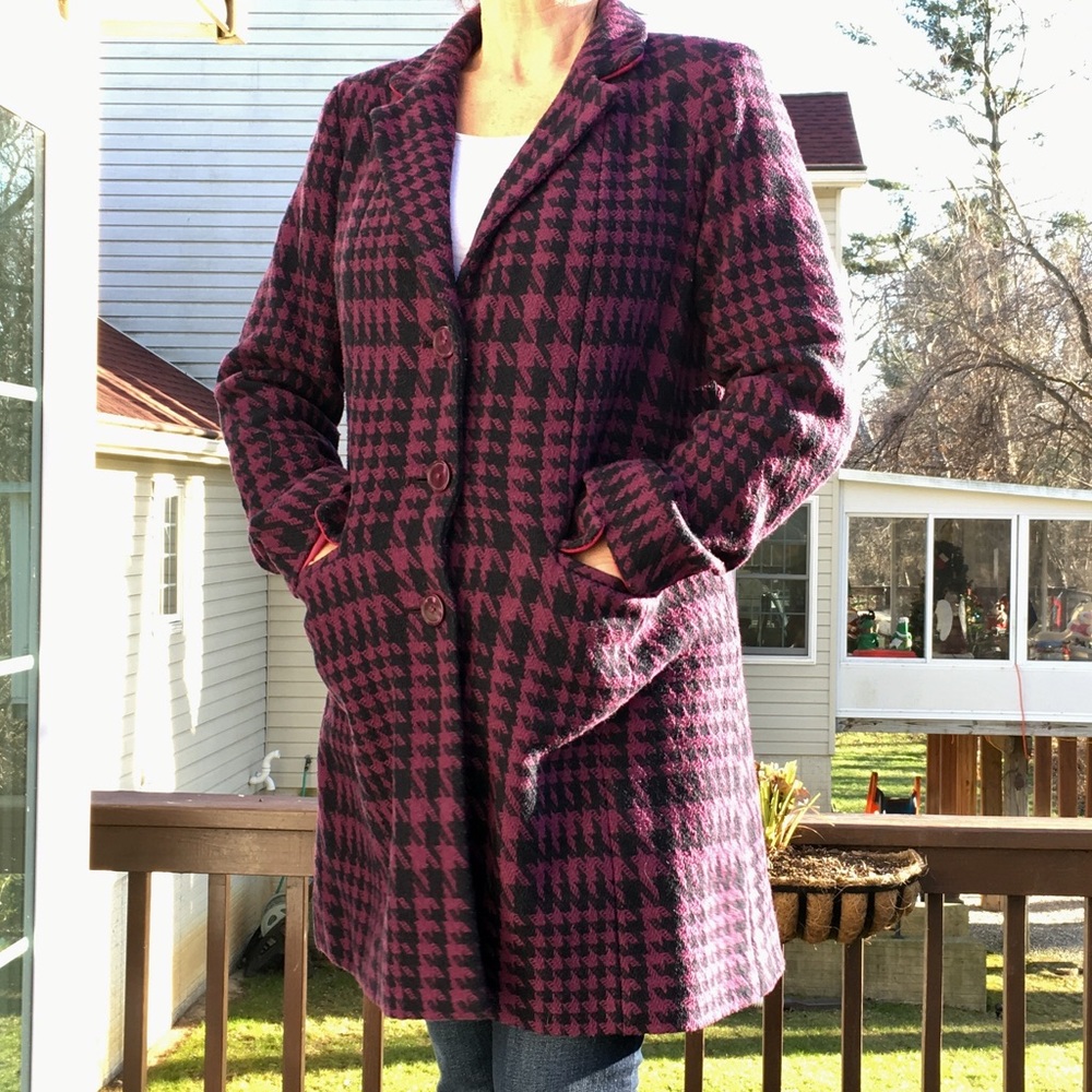 purple and black walker coat